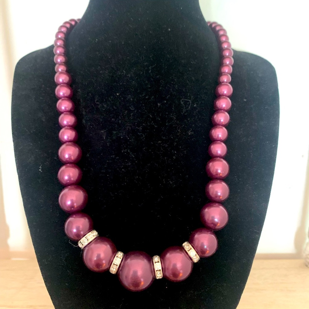 Faux Purple Pearl String Necklace